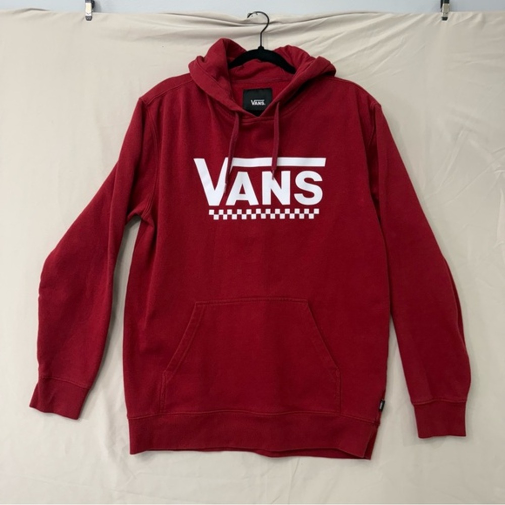 Vans‎ Pullover Hoodie Red Checker Logo Skate Hoodie Mens Medium